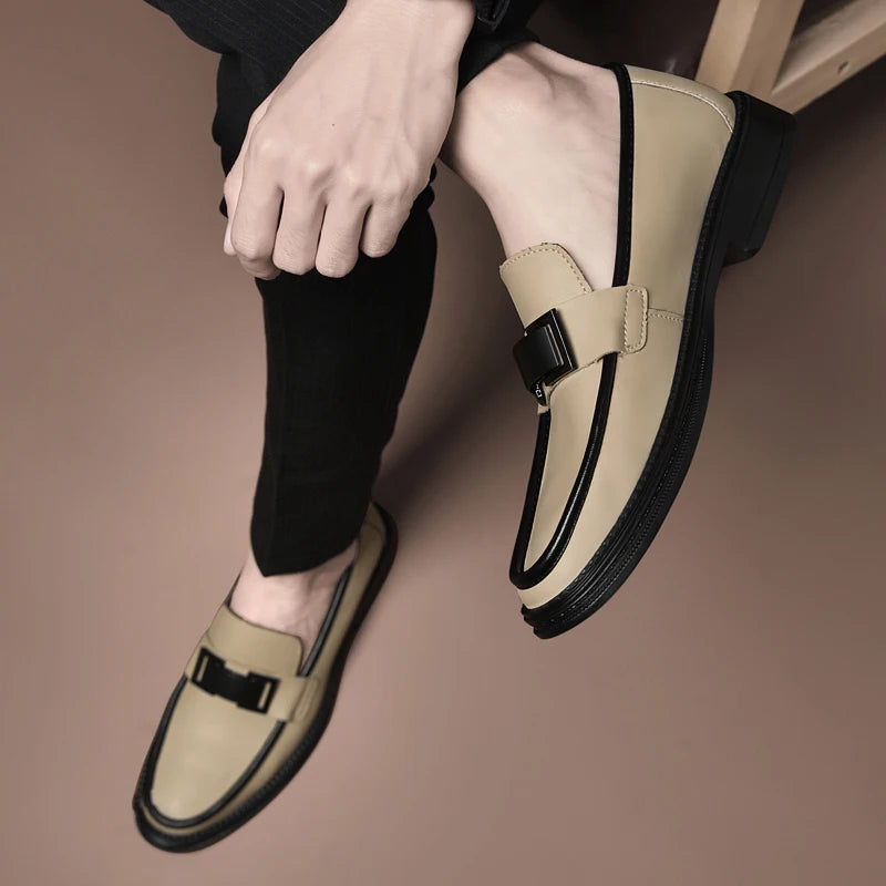 Men Genuine Leather Business Shoes Casual Flats Men Party Driving Loafers Shoes Breathable Moccasins Men's Casual High-end Shoes - Sun Studio