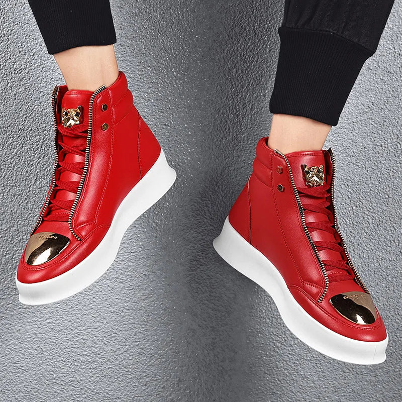 YRZL High Top Casual Shoes Men Sneakers Fashion Skateboard Shoes Leopard Platform Shoe Sport Training Shoes Men's Ankle Boots - Sun Studio