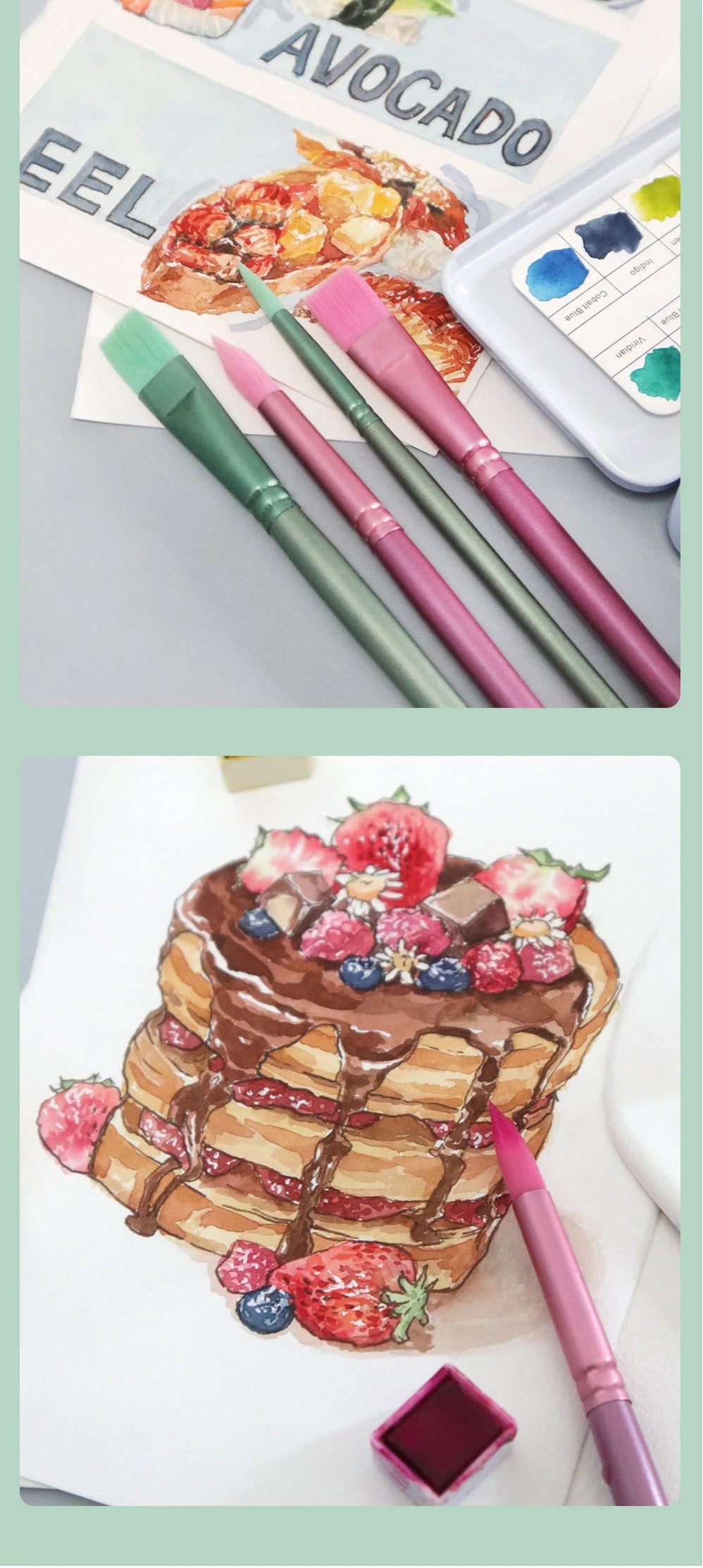 SeamiArt 4/6 Pcs. Different Colors Different Shapes Nylon Hair Painting Brush Set For Gouache Watercolor Oil Acrylic - Sun Studio