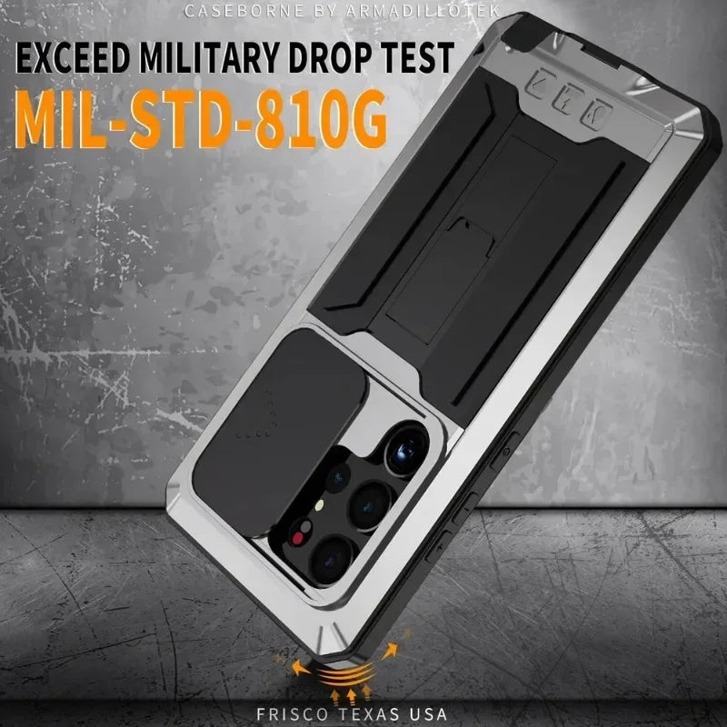 For Samsung S24 Ultra S25 Edge S23 S22 Plus Rugged Armor Aluminum Metal Phone Case Shockproof Cover Screw Bumper Screen Protect - Sun Studio