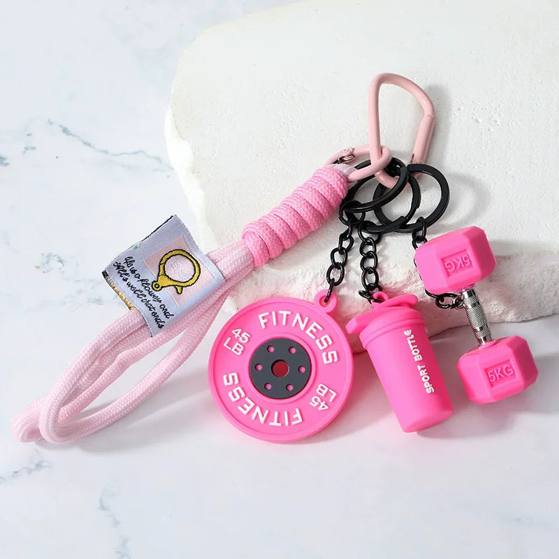 Fitness Keychain Gym Lovers Fitness Enthusiast Gift Barbell Dumbbell Keychain Fitness Bag backpack Charms - Sun Studio