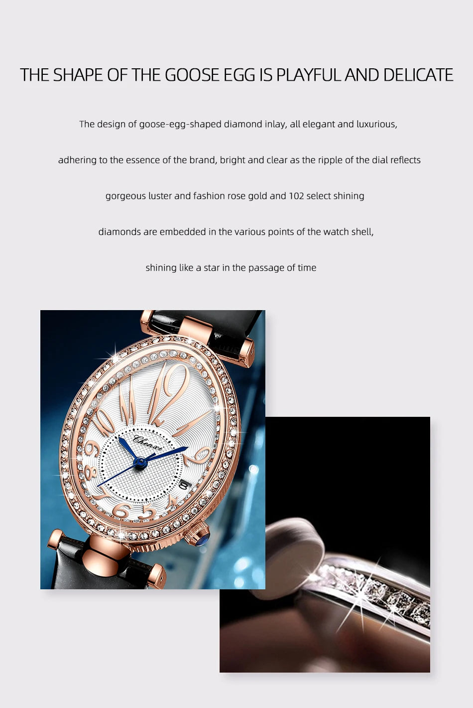 Luxury Watch For Women Diamond Waterproof Quartz Ladies Watches Fashion Elegant Oval Calendar Wristwatche Leather Strap - Sun Studio