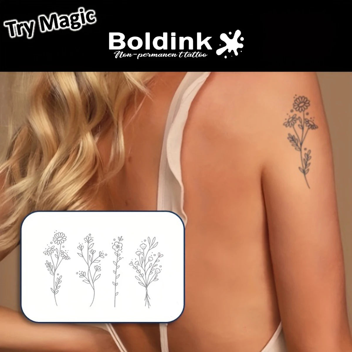 FlowersSemi-Permanent Tattoos,Realistic Long-Lasting Fake Tattoos,New Technology Waterproof Temporary Tattoo. - Sun Studio