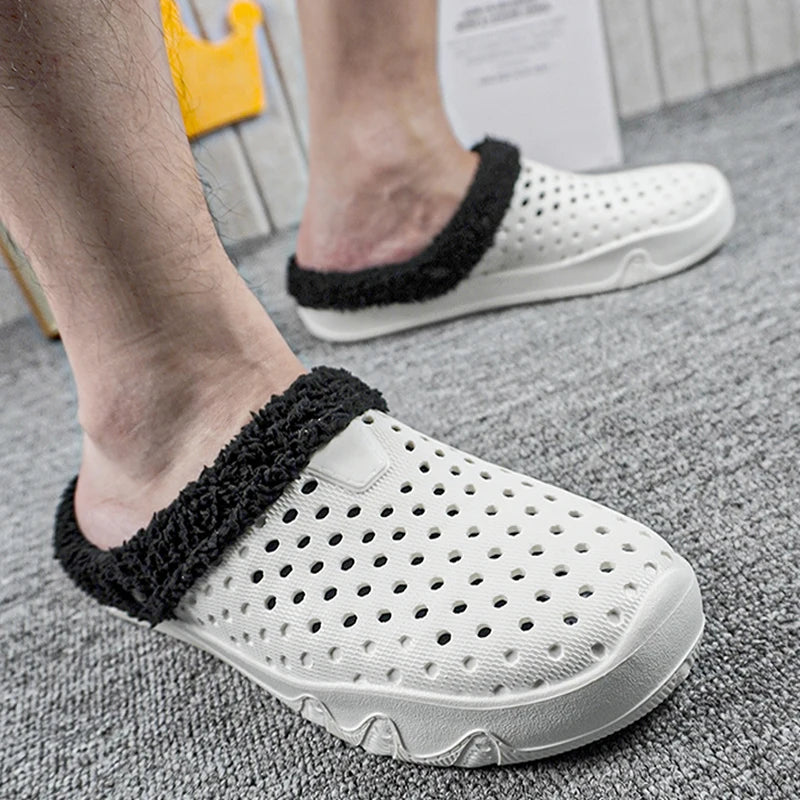 Winter Men Slippers Warm Cotton Shoes Casual Slides EVA Plush Shoes Comfortable Light  Slippers Indoor Shoes For Couple 36-47 - Sun Studio