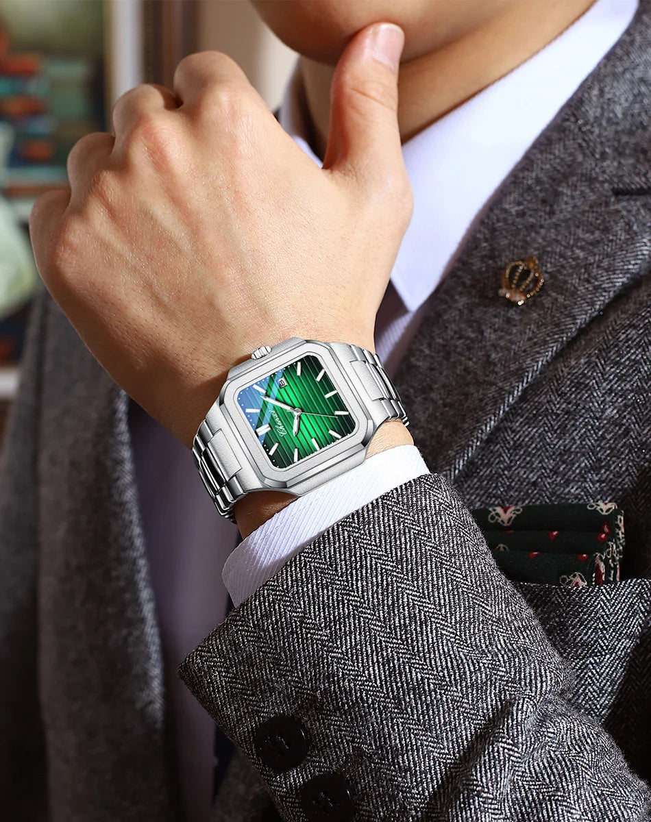 2025 New Man Watches Luxury Fashion Square Men's Quartz Watch Calendar Luminous Waterproof Stainless Steel High Quality Clock - Sun Studio