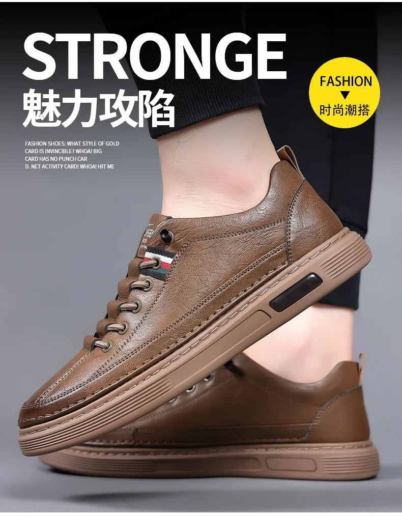 New Leather Shoes for Men Non-slip Sports Fashion Comfortable Sneakers Male Flat Slip-on Casual Brand Men's Casual - Sun Studio