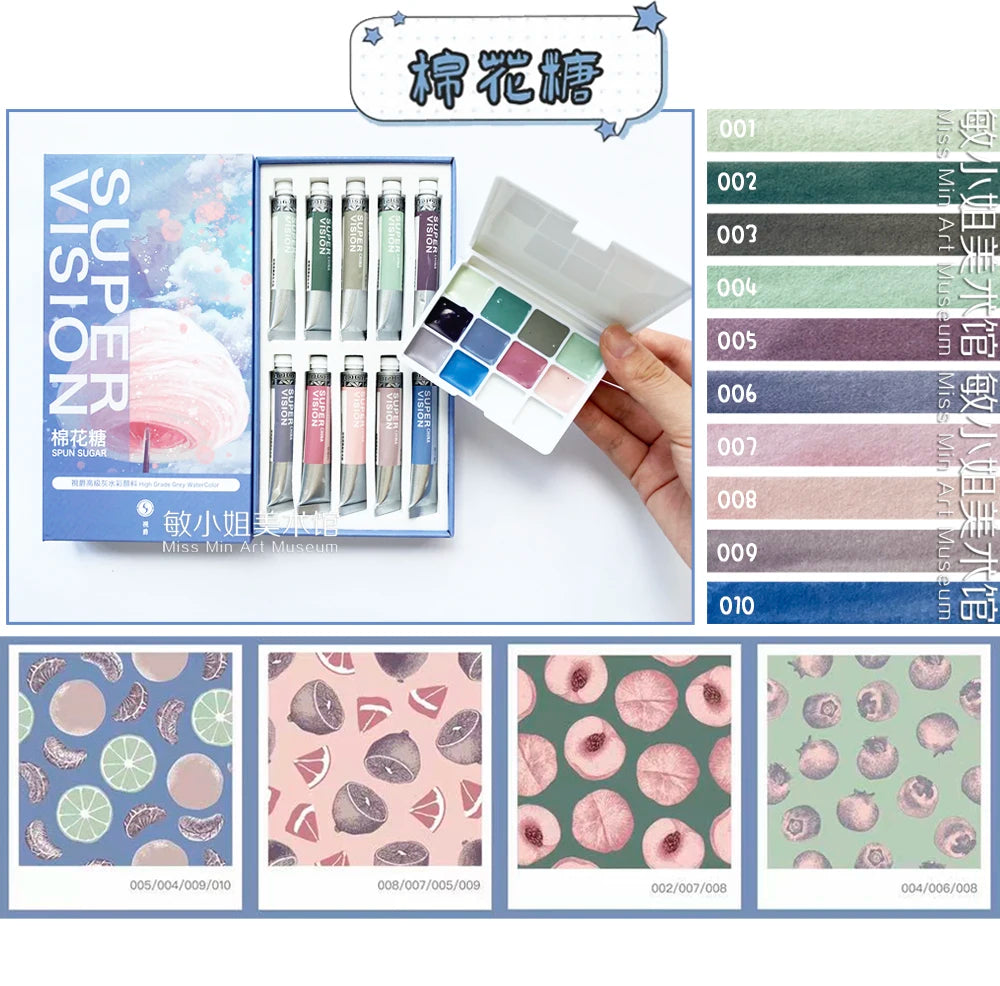 SUPER VISION Artist Watercolor Pigment Macaroon/Morandi Advanced Watercolor Dispense 110 colors 1ml Professional Art Supplies - Sun Studio