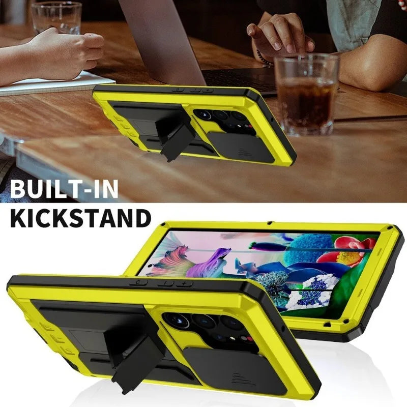 For Samsung S24 Ultra S25 Edge S23 S22 Plus Rugged Armor Aluminum Metal Phone Case Shockproof Cover Screw Bumper Screen Protect - Sun Studio