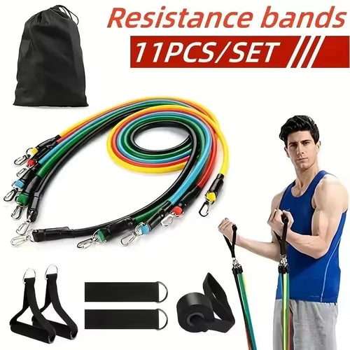 11pcs/Set Pull Rope, Resistance Bands, Portable Fitness Equipment, Ankle Strap, Chest Expander, Elastic Exercise Band - Sun Studio
