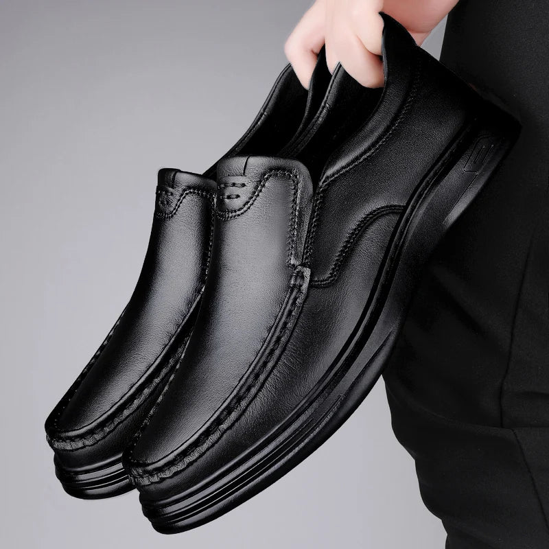 Men's Flats Classic All-match Mens Loafers Male High Quality Comfortable Dress Shoes Genuine Leather Mens Slip on Business Shoes - Sun Studio