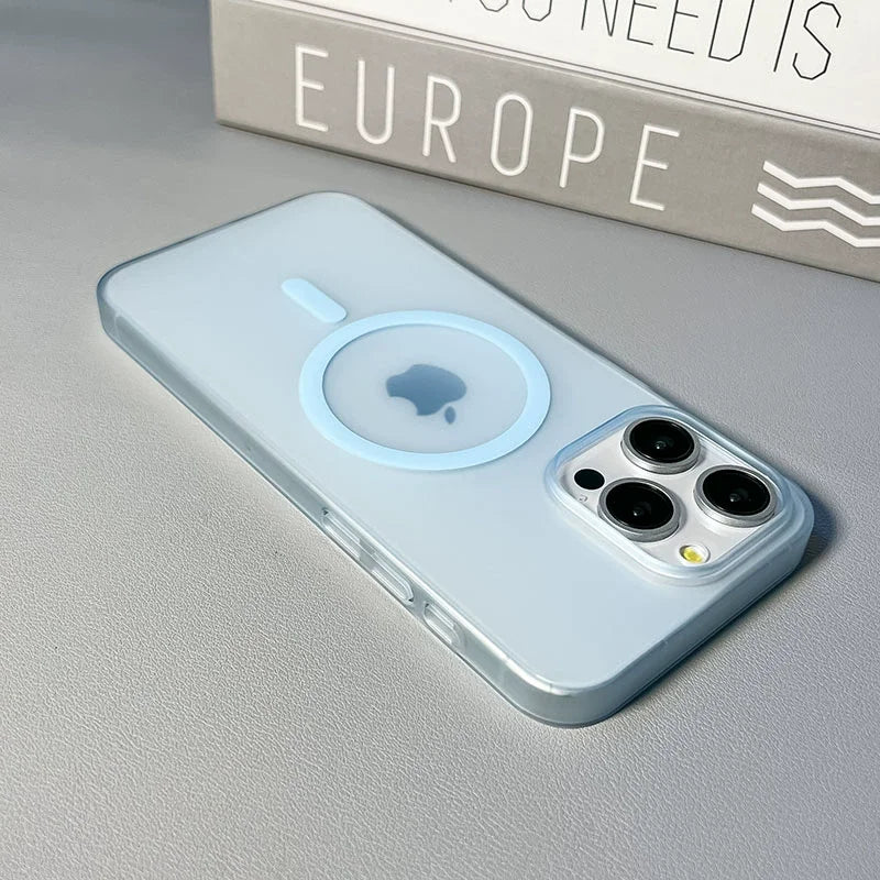 Original Ultra Thin Matte Magnetic Wireless Charge Clear Case ForiPhone 15 14 Plus 13 12 11 Pro Max ForMagsafe Hard PC Cover - Sun Studio