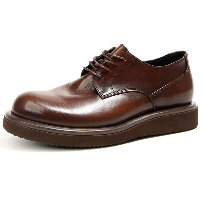 high-quality Men's casual Leather shoes Handmade retro Platform shoes Men Cow Leather Footwear wear resistant comfort Male shoes - Sun Studio