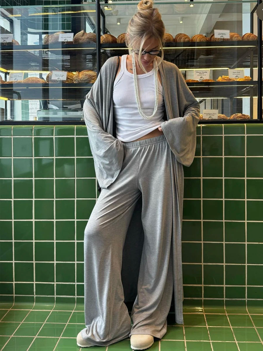 Hirsionsan Modal Soft Loose Sets Women 2026 Casual Two Pieces Long Sleeve T Shirts and High Waist Dresses Outfits Tracksuit