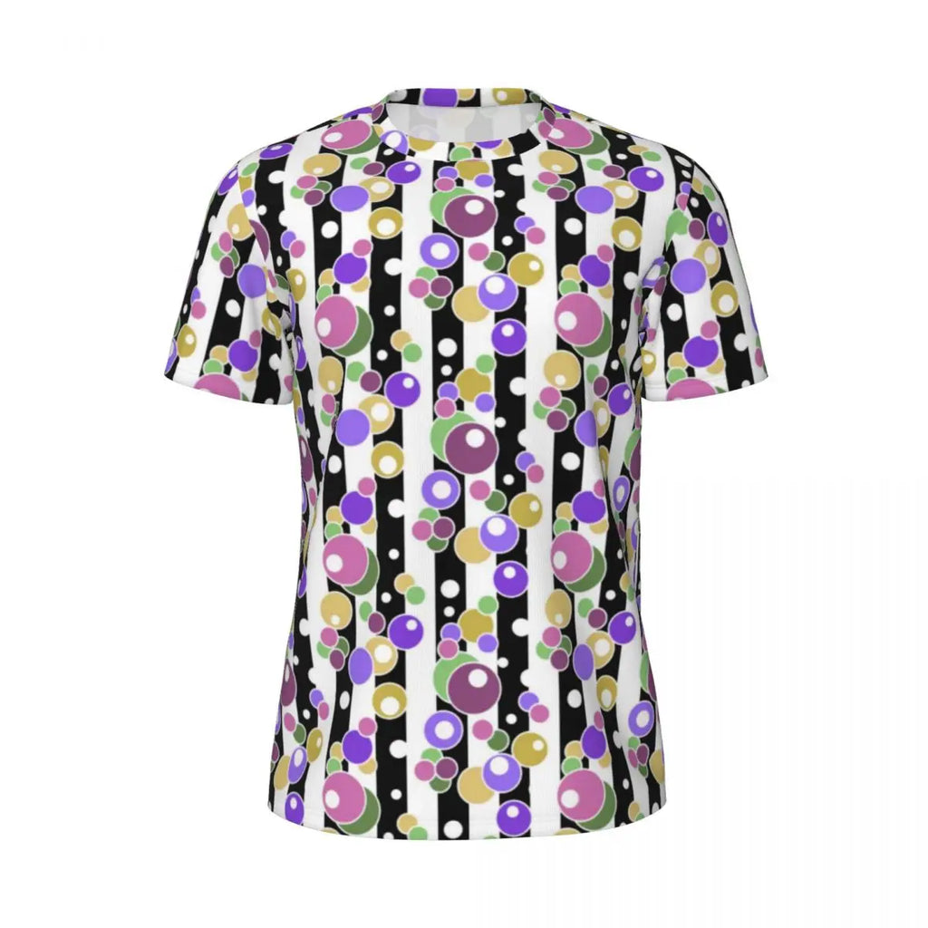 Gym T Shirt For Mens Retro Dots And Stripes T Shirts Fashion Blue Line Design Summer Tees O Neck Basic Graphic Clothes Plus Size
