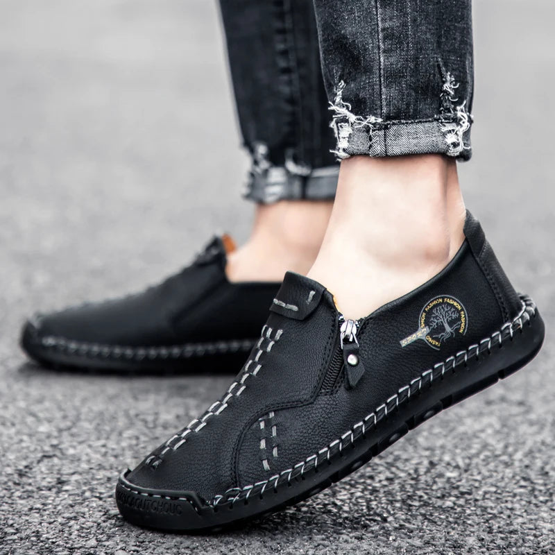 100% cowhide New large-sized men's boots Fashionable casual thick-soled breathable men's shoes Outdoor sports Chelsea boots - Sun Studio