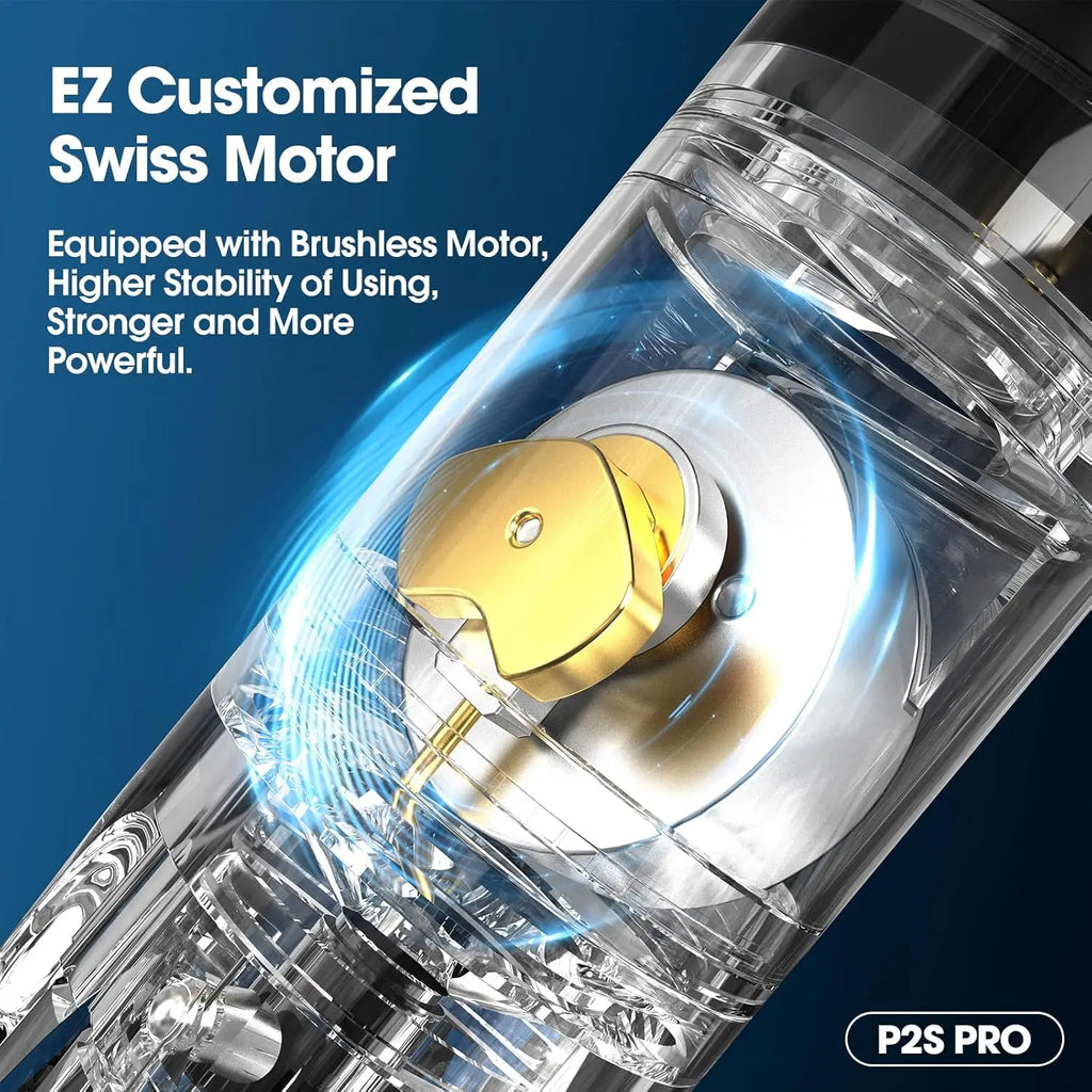 EZ P2S Pro Wireless Tattoo Machine Pen 4.0mm Stroke Battery 1800mAh OLED Digital Display Brushless Motor Tattoo Gun Supply - Sun Studio