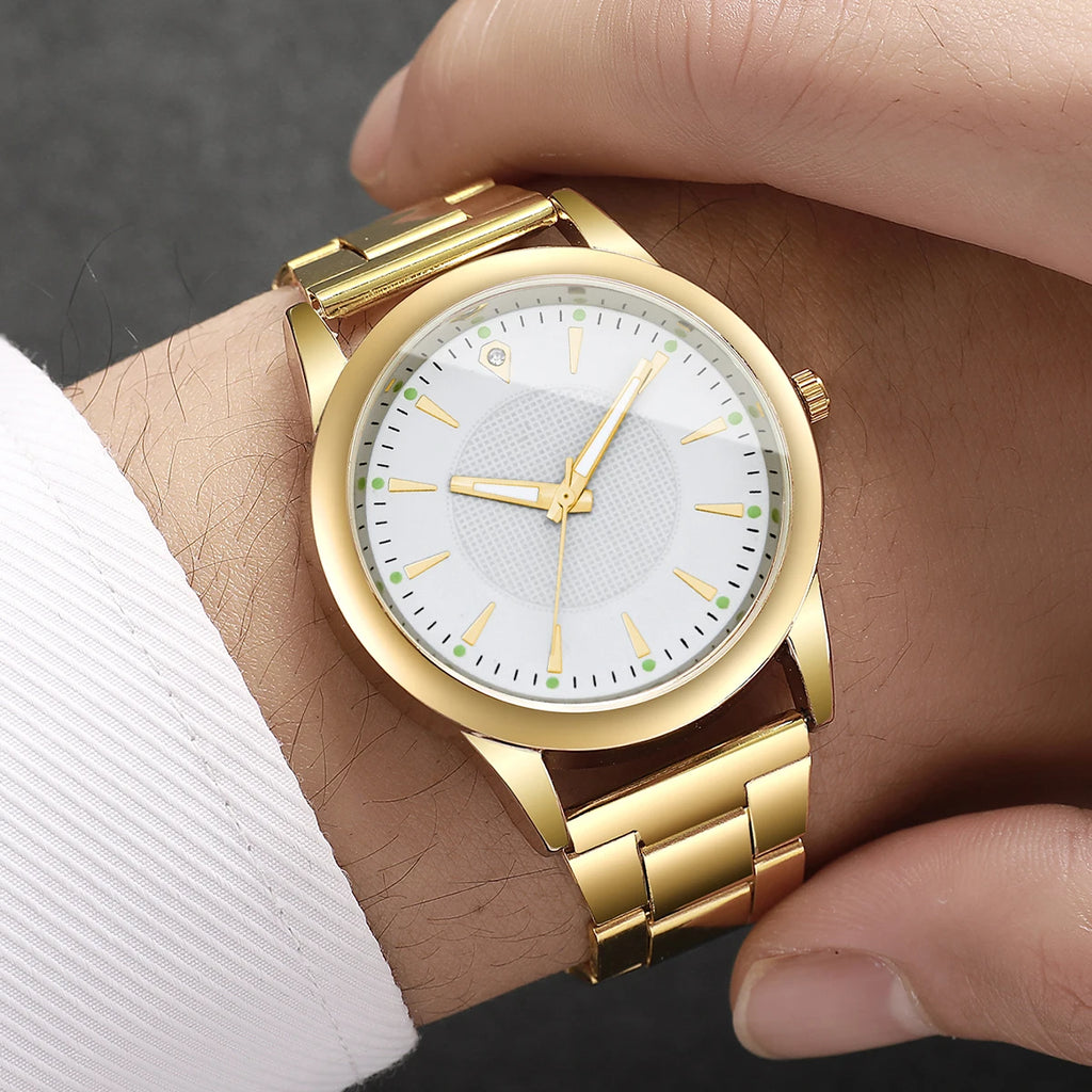 2PCS Couple's Watches Men Business Watch Fashion Analog Women Quartz Watch (Without Box) - Sun Studio