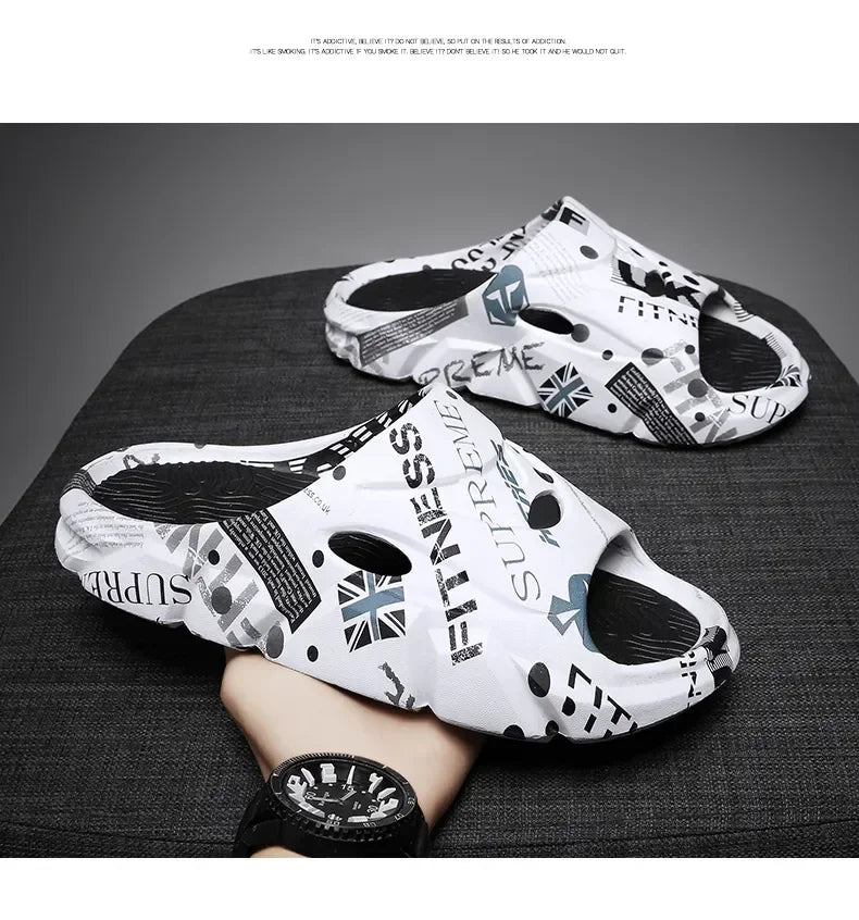 Original New Style Slippers Men's Sandals Summer Fashion Thick Bottom Anti-slip Slip-on Flip Flops Camouflage Beach Slides Shoes - Sun Studio