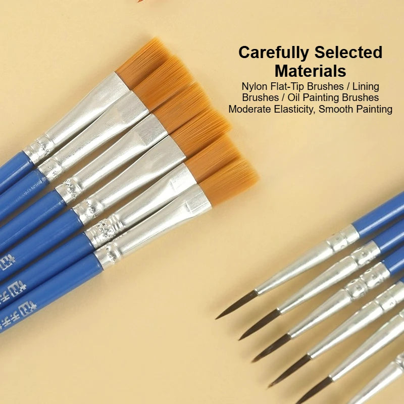50pcs Gouache Watercolor & Acrylic Nylon Paint brush Set Flat Brushes DIY Digital Oil Painting Brush Hand-Painting Lining - Sun Studio