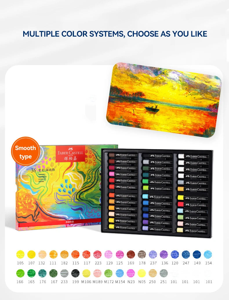 Faber-Castell Soft Oil Pastel Set 24/36/48 Vibrant Colors Creamy Texture Bullet Head Chalk for Artist Painting Drawing Beginners