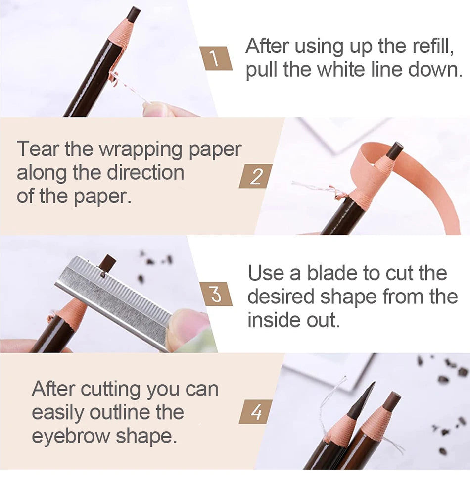 Eyebrow Pencil Microblading Supplies Set Waterproof Eyebrow Tattoo Tint Enhancers With Sharpener Brow 10Pcs Brow Trimmer Blade - Sun Studio