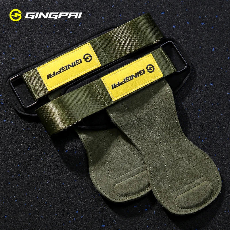 Gym Grips For Men Women Cowhide Palm Guards Weightlifting Fitness Workout Gloves Grips with Wrist Wraps Training Equipment - Sun Studio