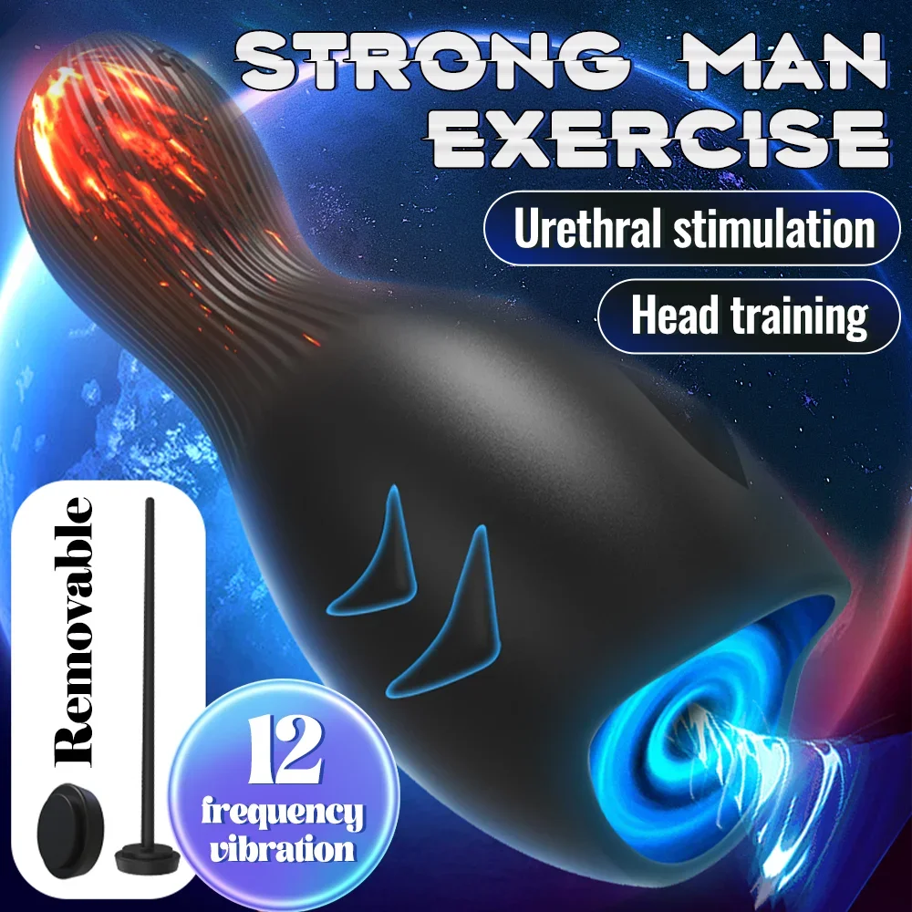 Male Masturbator Urethral Vibrator Glans Stimulator Massager Penis Trainer Penetration Urethral Wrap Mens Portable Pocket Pussy - Sun Studio