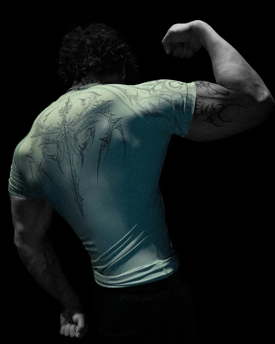 GYM T-shirt Men's Dark Gothic Print Muscle Tee  High Elasticity And Quick Drying Exercise For Bodybuilding Training 2026 Summer - Sun Studio