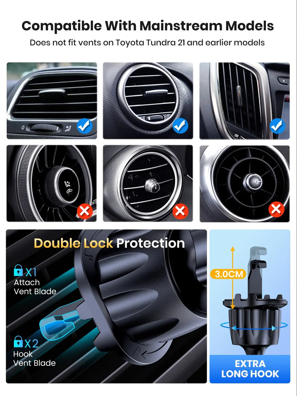 Universal Car Phone Holder 360° Rotatable Stand For Cell Phone Gravity Auto Phone Holder In Car Air Vent Clip Mount GPS Support - Sun Studio