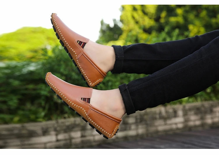 JINTOHO Big Size Men Genuine Leather Shoes Slip On Black Shoes Real Leather Loafers Mens Moccasins Shoes Italian Designer Shoes