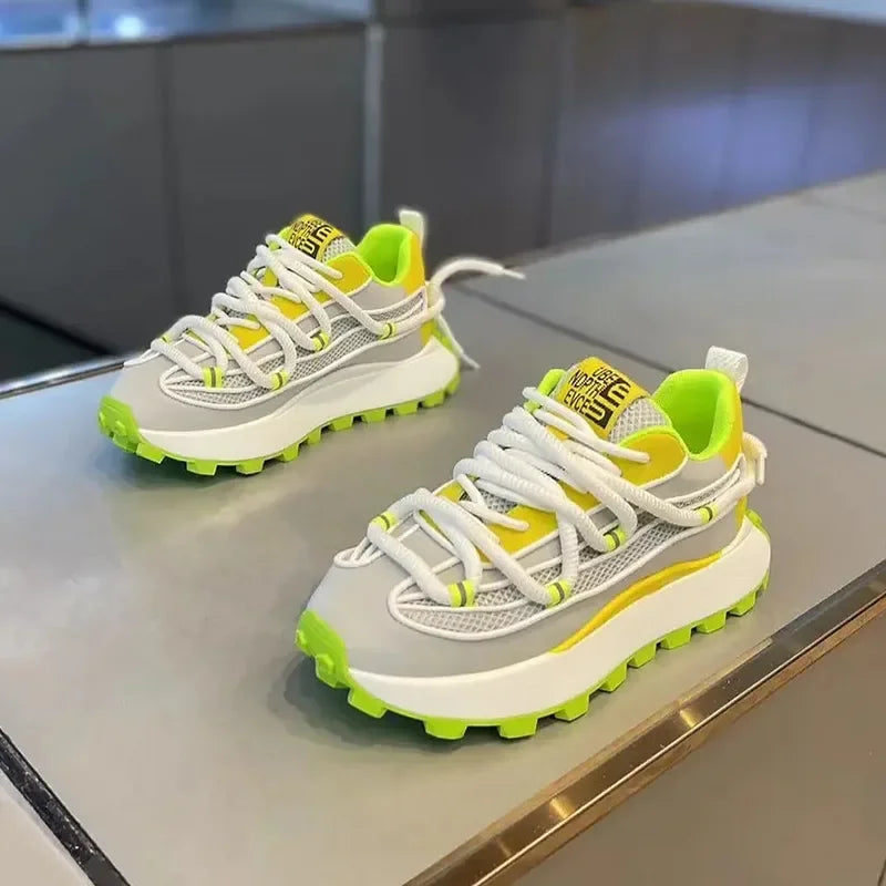 Chunky Sneaker Men Designer Running Shoes Fashion Casual Microfiber Leather Mesh Breathable Height Increased Flat Platform Shoes - Sun Studio