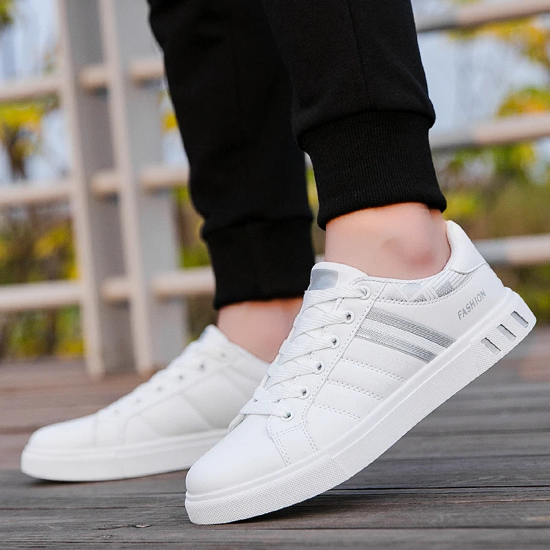 2024 Mens Casual Sneakers New Fashion Lace-up White Shoes Student Comfort Sports Plus Size Vulcanized Shoes Zapatillas De Hombre - Sun Studio