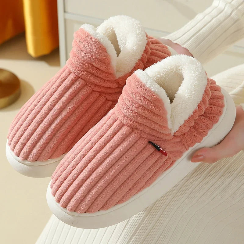 Warm Furry House Slippers Women Men Winter New Fashion Comfort Plush Slippers Home Indoor Outdoor Soft Thick Sole Cotton Shoes