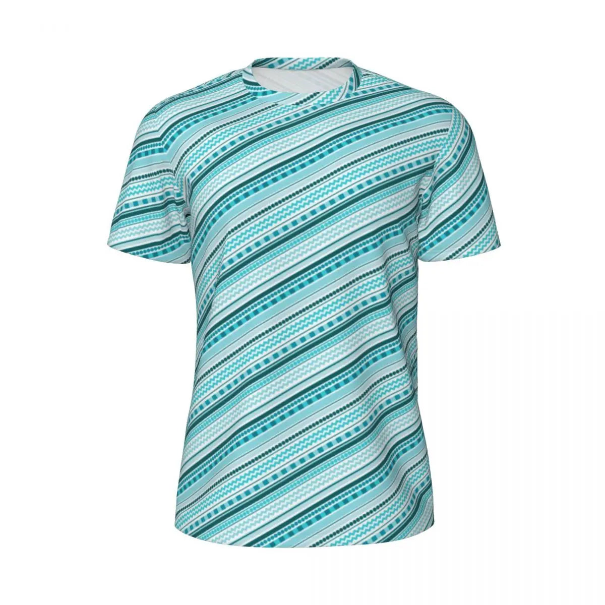 Gym T Shirt For Mens Retro Dots And Stripes T Shirts Fashion Blue Line Design Summer Tees O Neck Basic Graphic Clothes Plus Size - Sun Studio