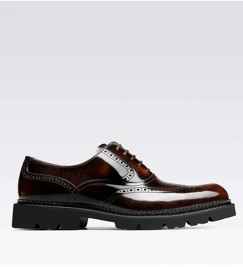 PJCMG Black /Wine Red Mens Dress Lace-Up Oxfords Pointed Toe Genuine Leather Wedding Mens Business Work Shoes - Sun Studio