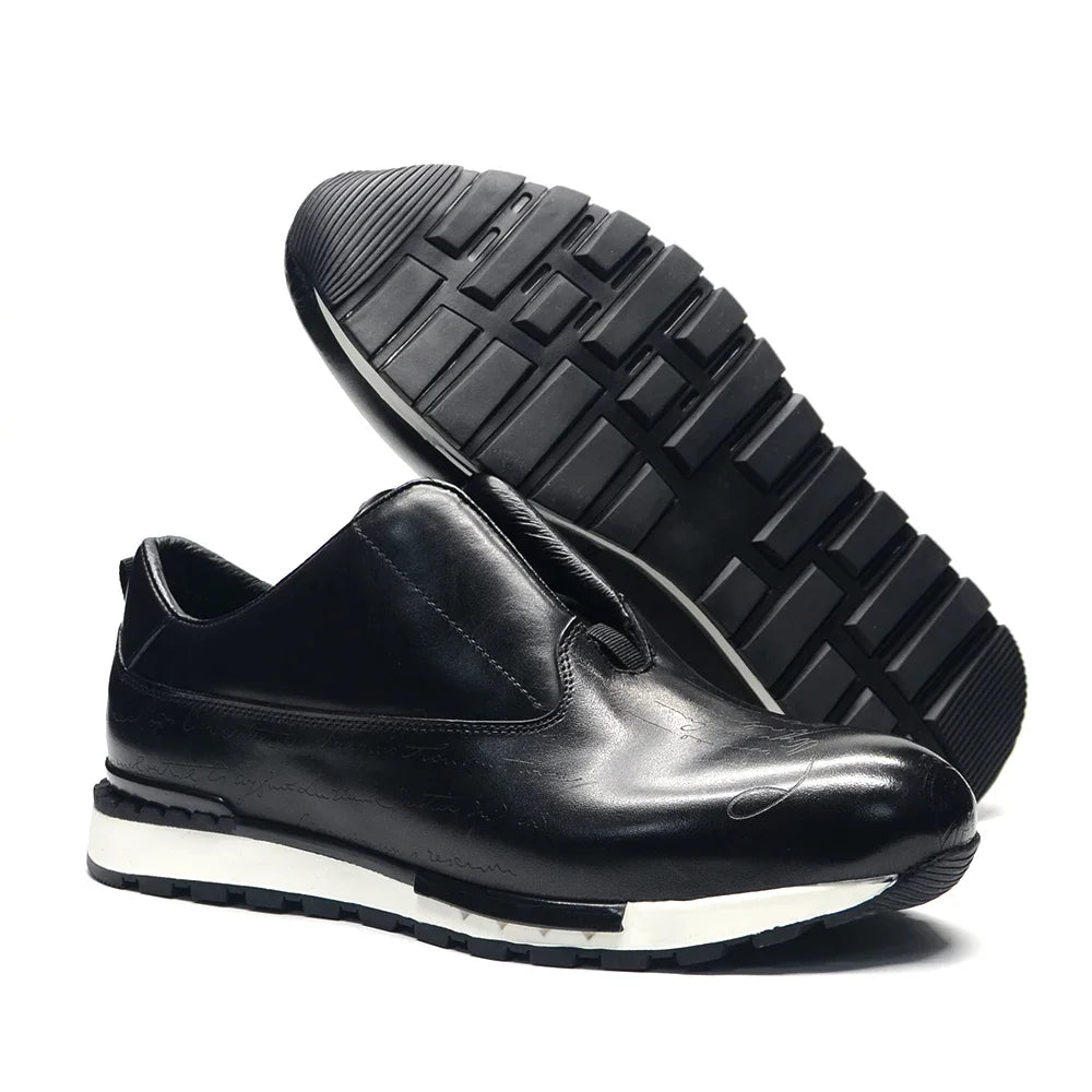 Luxury Brand Style Casual Sneakers Men's Shoes Genuine Leather Lace-up Basic Outdoor Footwear Daily Male Fashion Oxford Shoes - Sun Studio