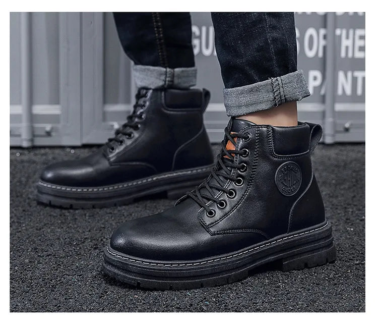 Men's Designer Motorcycle Boots Fashion Comfortable High Top Platform Work Boots Winter Hot Selling Mens Green Hiking Boots 2026 - Sun Studio