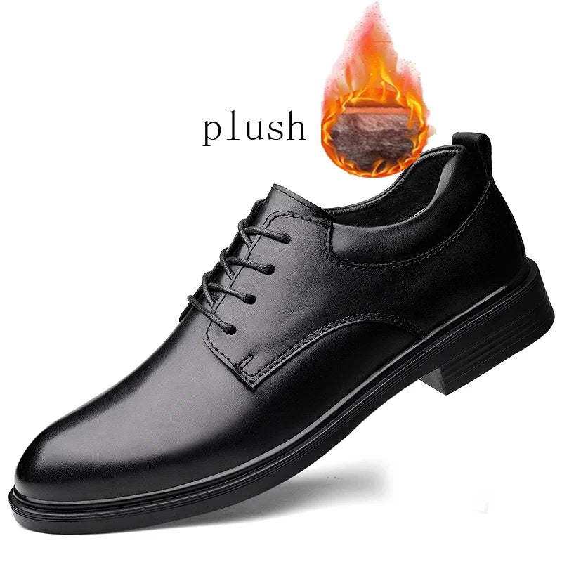 Men's Genuine Leather Oxford Dress Shoes Business Formal Office Wedding Lace-Up Black For Gentleman Plus Big Size 49 50 51 52 53 - Sun Studio