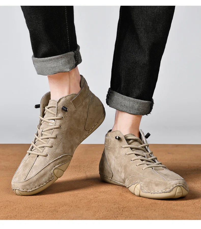Men Leather Casual High Top Sneakers Winter Fur Plush Ankle BootsNew Luxury Footwear Shoes Zapatos Hombre - Sun Studio