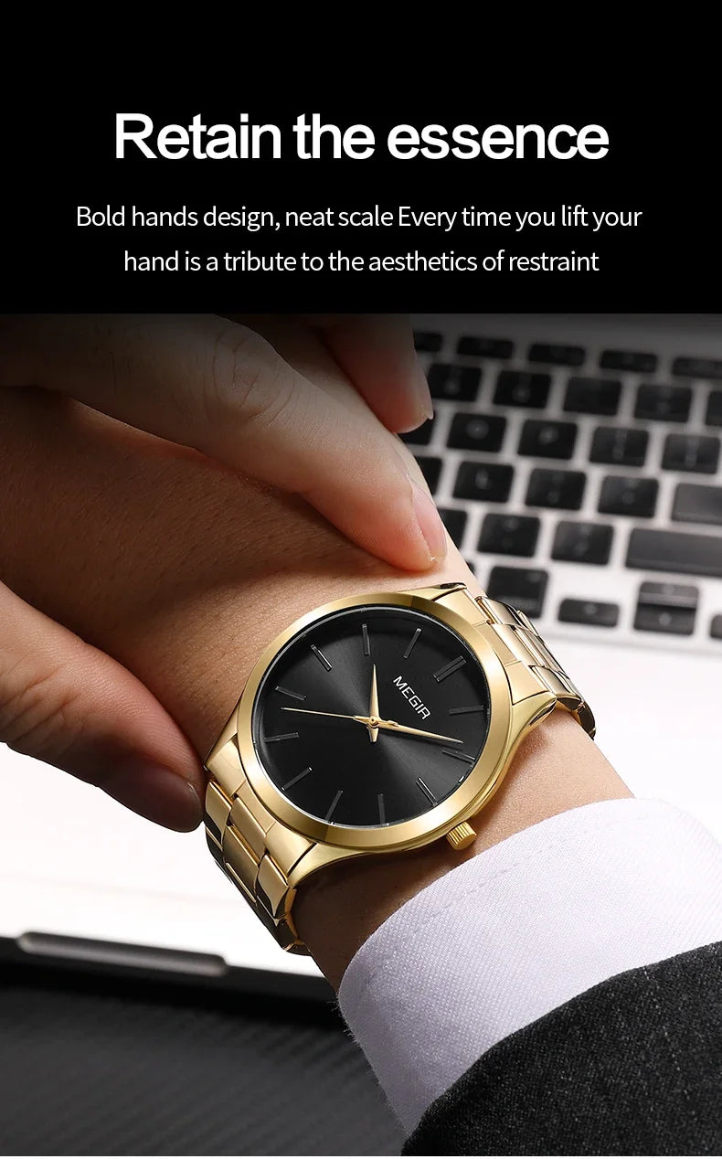 MEGIR Business Luxury Men's Watches Stainless Steel Luminous Waterproof Man Wristwatch Fashion Casual Men Quartz Watch Reloj - Sun Studio