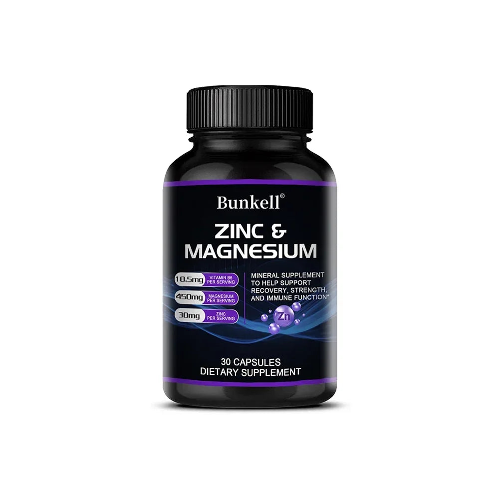 Zinc + Magnesium Supplement, Strong Bones, Teeth, Heart, Nerves, Enhance Immunity, Support Bone Density and Muscle Health - Sun Studio