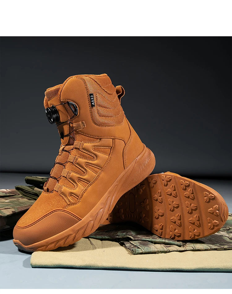 Large Outdoor Training Boots Men's Mountaineering Hiking Boots High Top Rotating Buckle Fashion Camouflage Sports Shoes