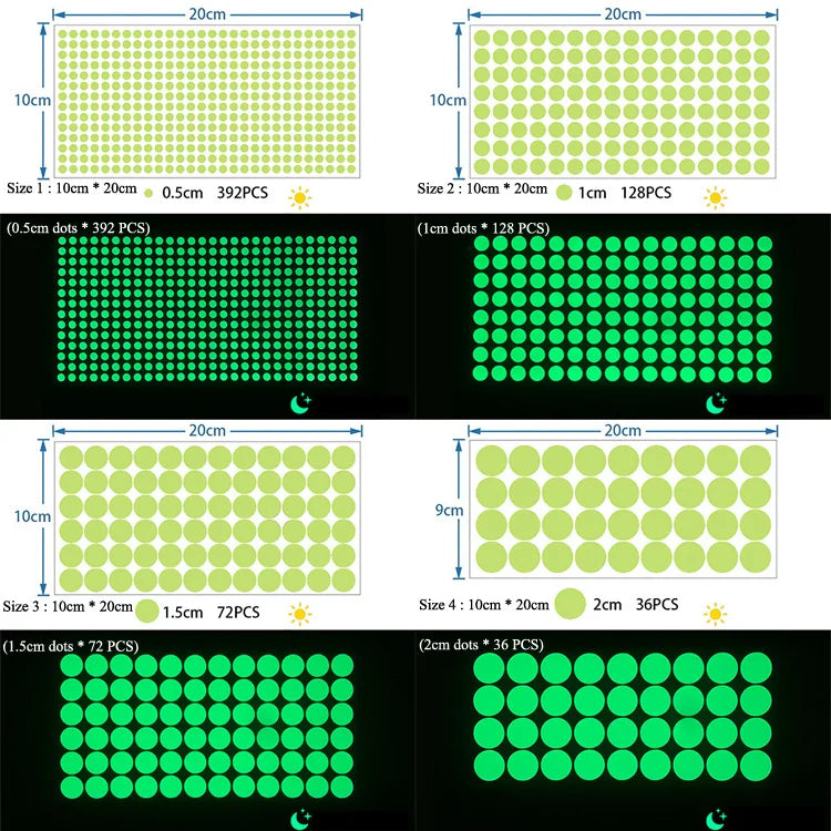 Luminous Round Dot Wall Stickers Kids Room Background Decoration Self-adhesive Decals Bedroom Home Decor Glow In The Dark Mural - Sun Studio