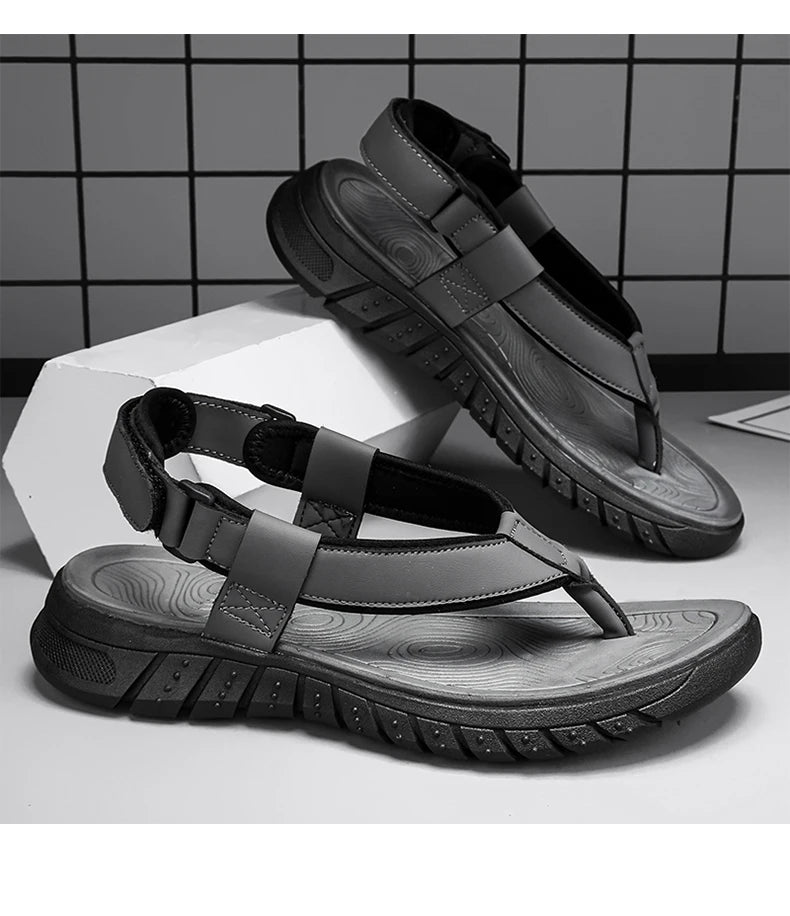 Summer men's casual breathable outdoor beach shoes flip flops waterproof anti slip comfort mesh sandals youth fashion slippers - Sun Studio