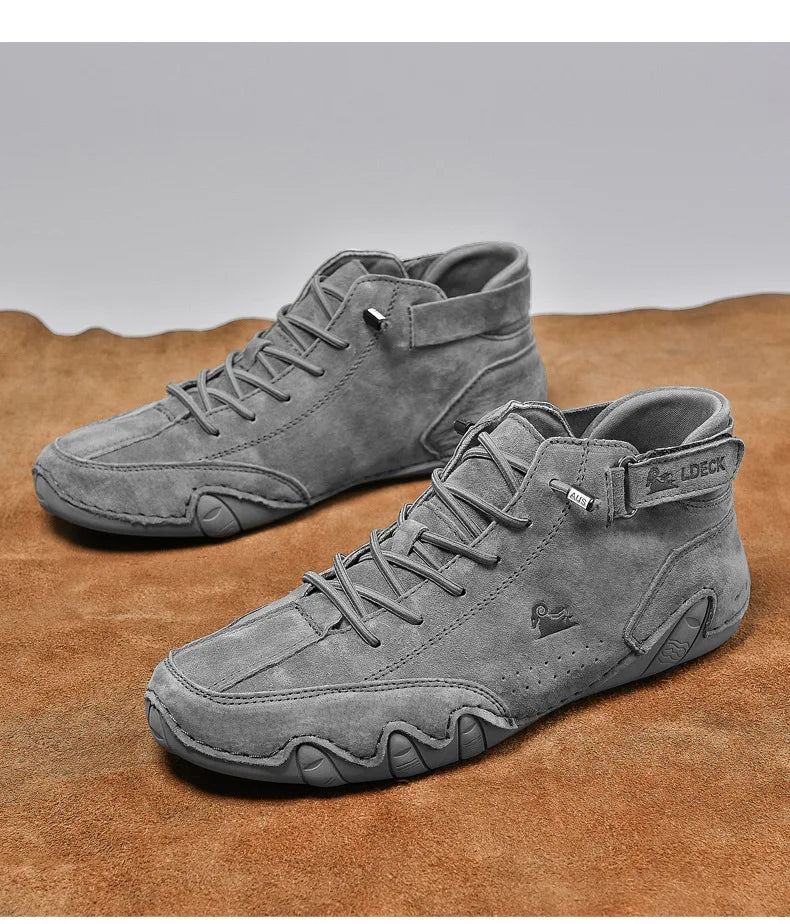 Men Leather Casual High Top Sneakers Winter Fur Plush Ankle BootsNew Luxury Footwear Shoes Zapatos Hombre - Sun Studio