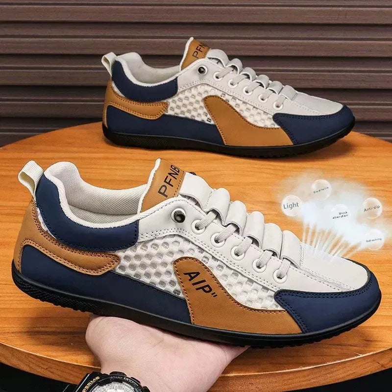 Men's Slip-On Lace-Up Casual Sports Shoes Breathable Mesh Unisex Spring Autumn Season Low Cut Flat Footwear Quick Easy Wear - Sun Studio