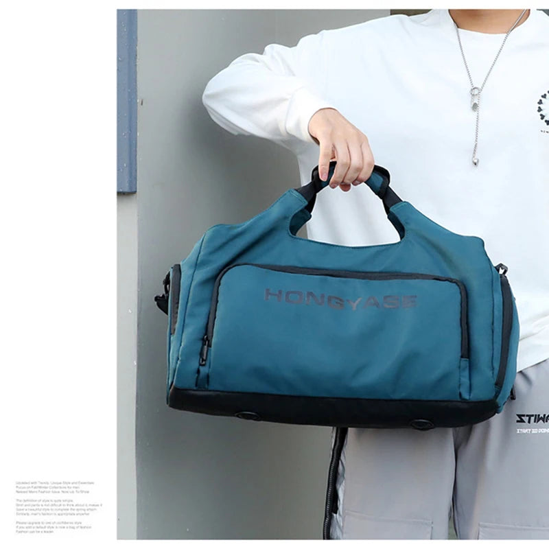 Gym Sports Bag for Men Travel Fitness Duffle Shoe Pocket Luggage Duffel Waterproof Tote Handbags Weekend Shoulder Outdoors Bag - Sun Studio