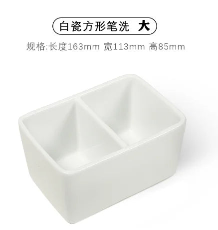 Round Ceramic Washing Palette Three-Grid White Porcelain Washing Plate Jingdezhen Porcelain Paint Palette Painting Art Supplies - Sun Studio