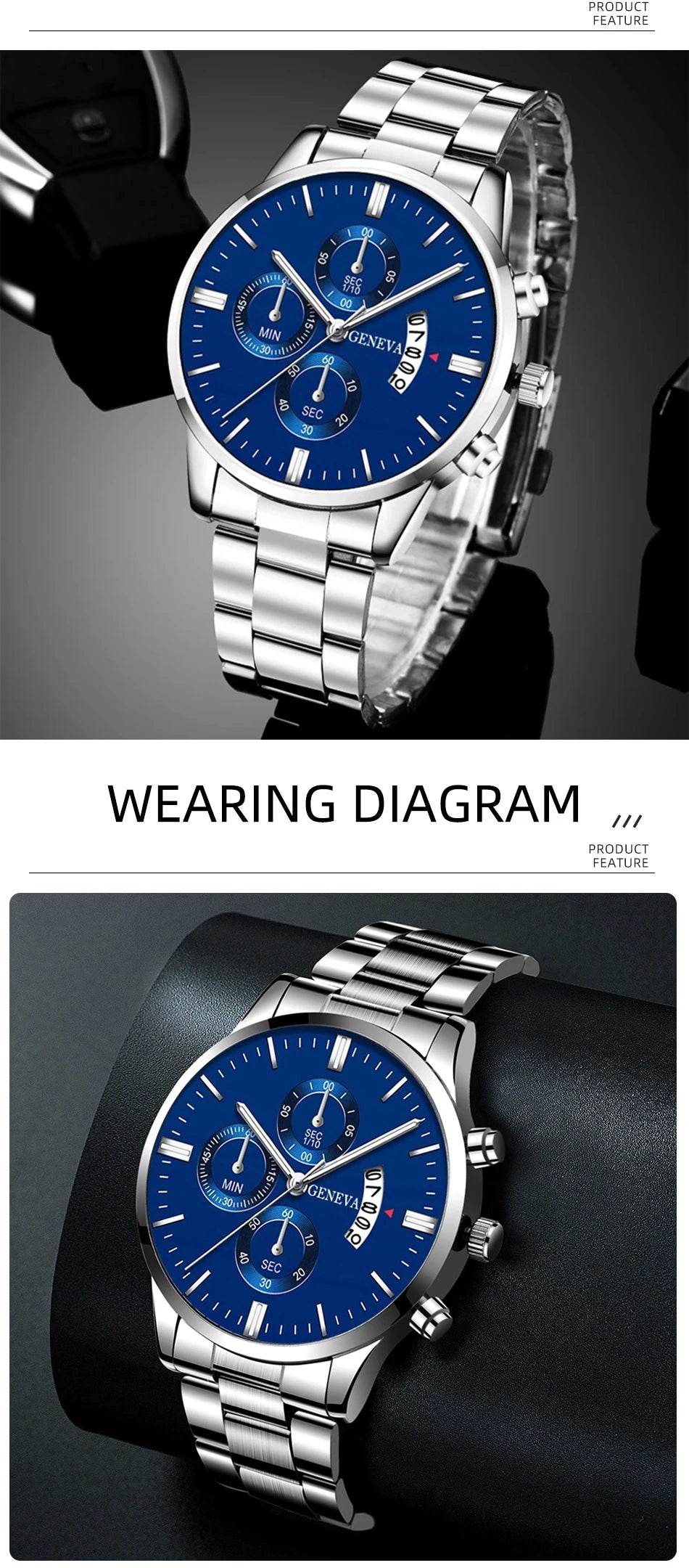2023 Luxury Fashion Mens Watches Silver Stainless Steel Quartz Wrist Watch Men Business Watch Male Calendar Clock Reloj Hombre - Sun Studio