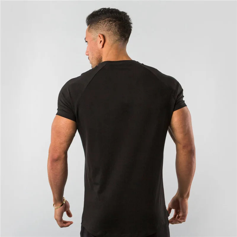 Fitness T-Shirt Men Bodybuilding Short Sleeve Sport Running T-shirt Men Sportswear Workout Shirts Male Men Gym Summer Tops Tee - Sun Studio